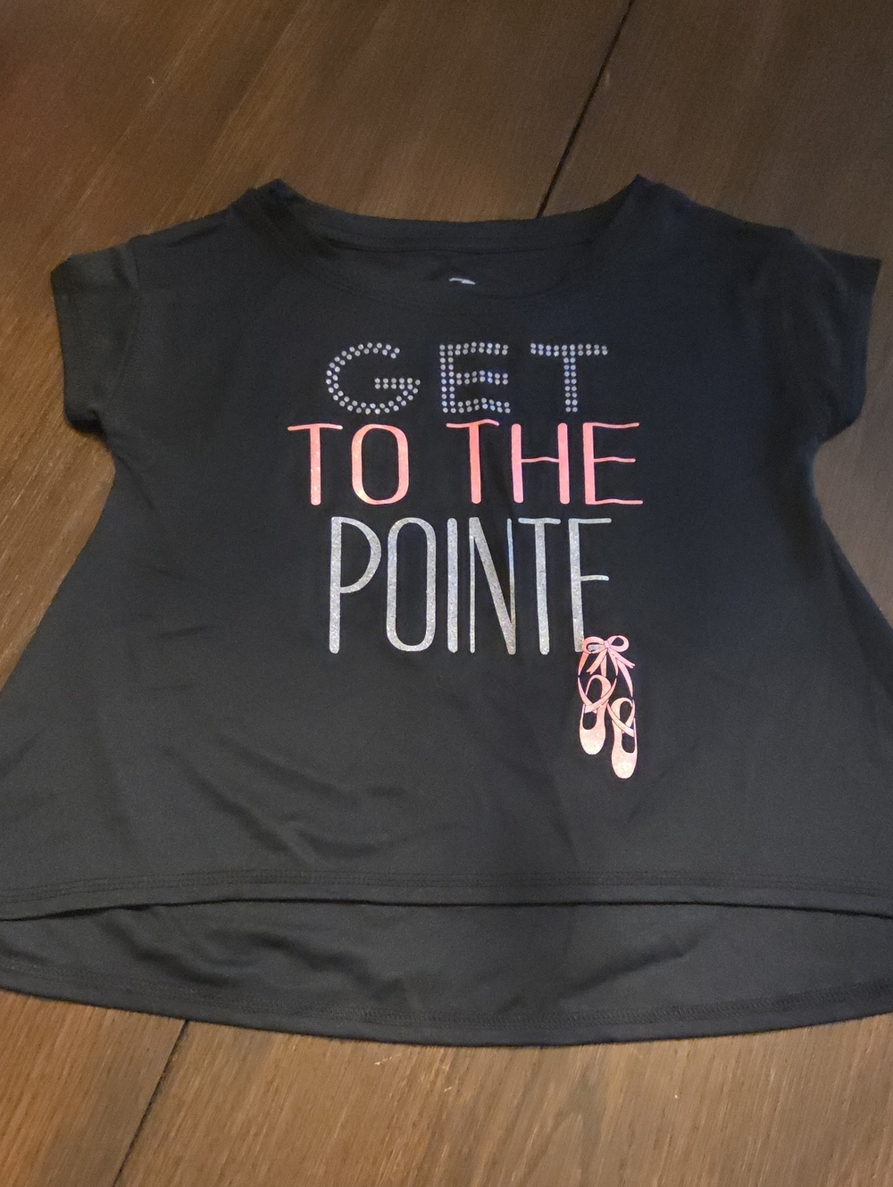 Champion Black Tee with Pink and Silver Dance Graphic